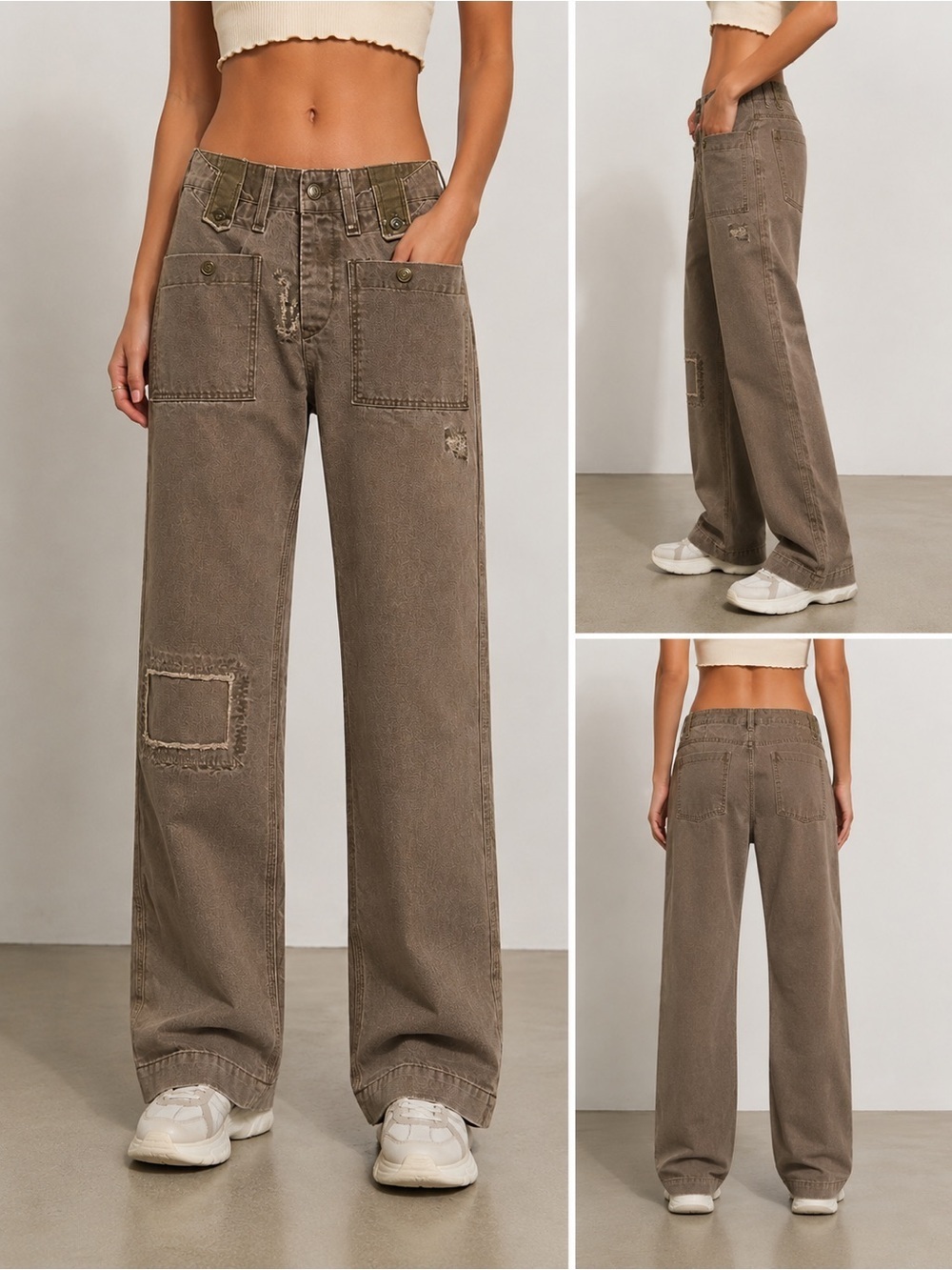 Diesel y2k baggy vintage jeans 28 loose patch pocket green distressed cardiel
